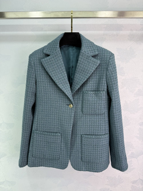 Chanel French Tweed Blazer with Double C Logo Buttons, Elegant and Classic