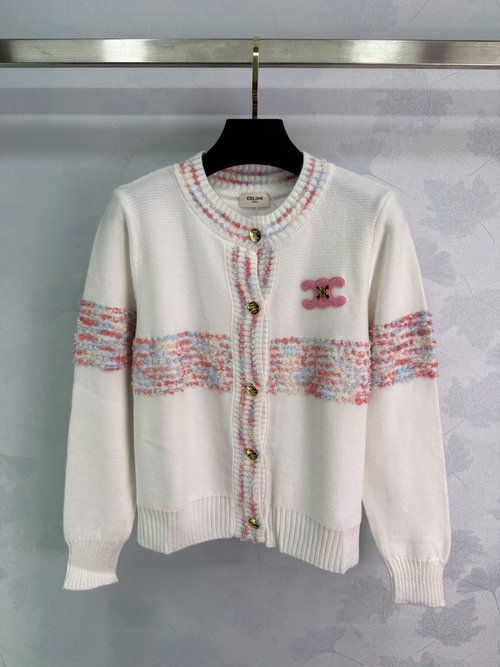 Celine Triumphal Arch Knit Round - Neck Long - Sleeve Cardigan