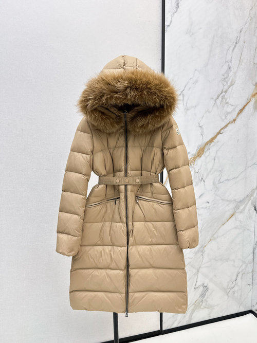 Moncler Classic Long Hooded Down Jacket with Raccoon Fur Collar