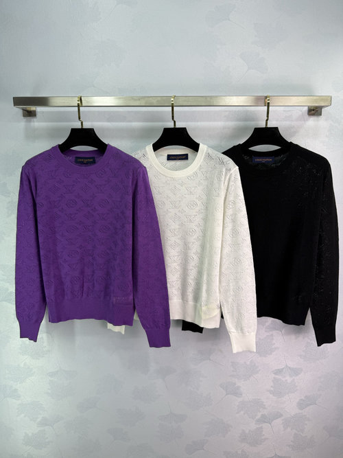 Louis Vuitton Custom Wool Knit Top with Hollow Crochet Logo