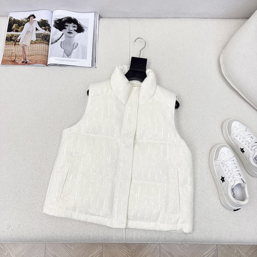 Brunello Cucinelli High - end Italian Minimalist Down Vest with Embroidered Design