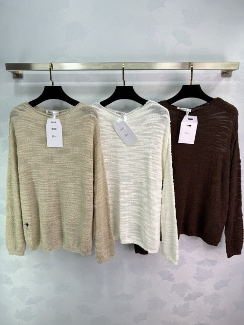 Dior Textured Knit Top with Soft Fabric, Loose Fit and Logo Embroidery