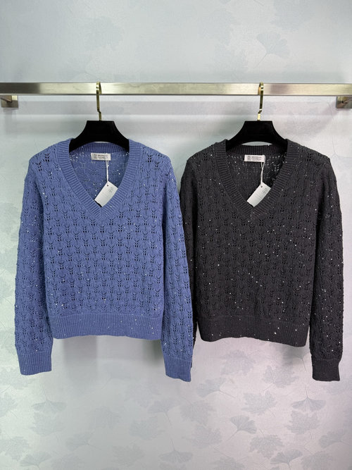 Brunello Cucinelli High-Definition Knitted Collar Long Sleeve, Ideal for Layering