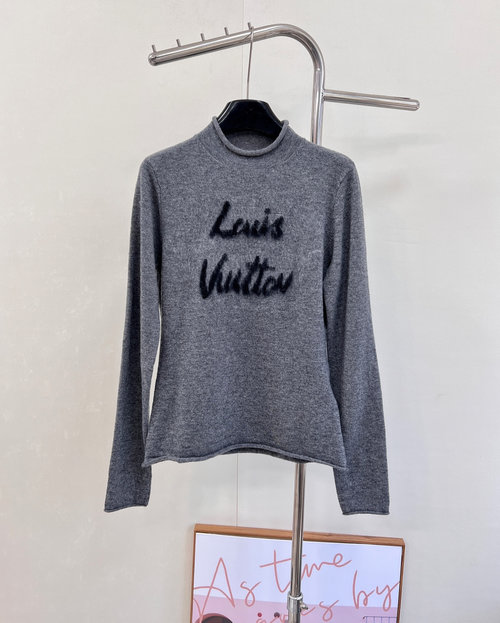 Louis Vuitton Elegant Letter Embroidered Knit Sweater, High-Quality Yarn, Timeless Design