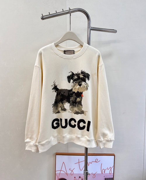 Gucci Dog Letter Print Sweatshirt with Special Fabric
