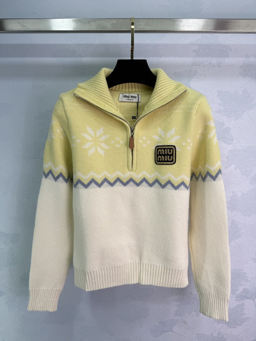 Loewe Fair Isle Half-Zip Sweater with Snowflake Pattern