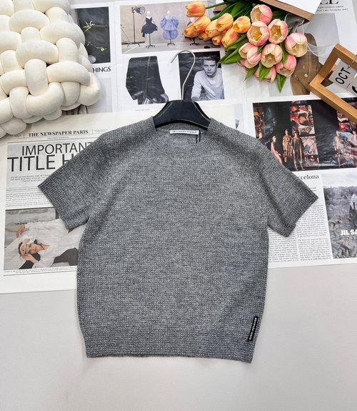 Alexander Wang Sequined Round Neck Short-Sleeve Knitted Top