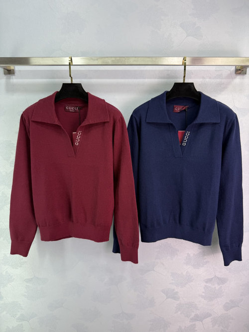 Gucci Classic Brand Logo Jacquard V-neck Knitted Pullover for Timeless Appeal