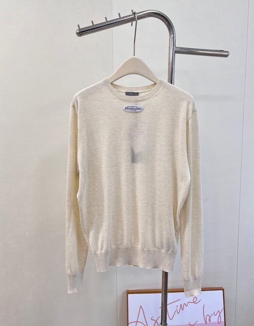 Dior Label Letter Wool Sweater with Rococo Trim and Vivid Colors for a Luxurious Look