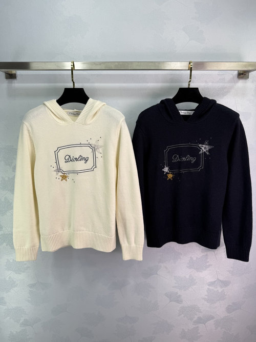 Dior Star-Embroidered Knitted Pullover in Premium Wool, Stylish and Adaptable