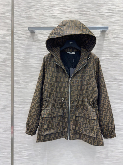 Fendi Hooded and Waist-adjustable Medium-length Jacket