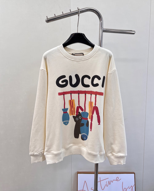 Gucci Casual and Cute Colorful Cat Print Round Neck Sweatshirt