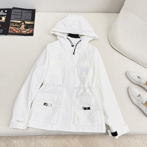 Hermes Stylish Adjustable Waist Utility Windbreaker with Large Pockets