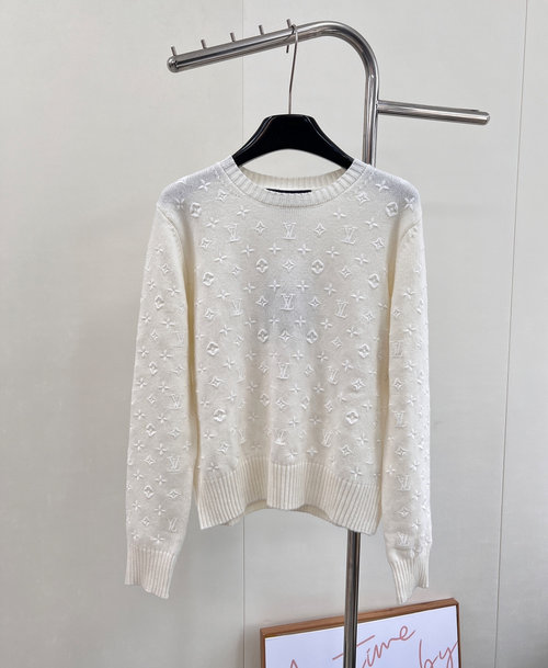 Louis Vuitton Classic Logo Embroidered Knit Long Sleeve with Soft Comfort