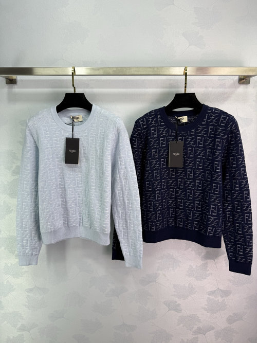 Fendi Custom Imported Wool Knit Sweater with Double F Jacquard