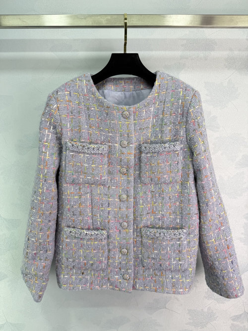 Chanel Luxury Tweed Coat with Constellation Color and H-Shape Design