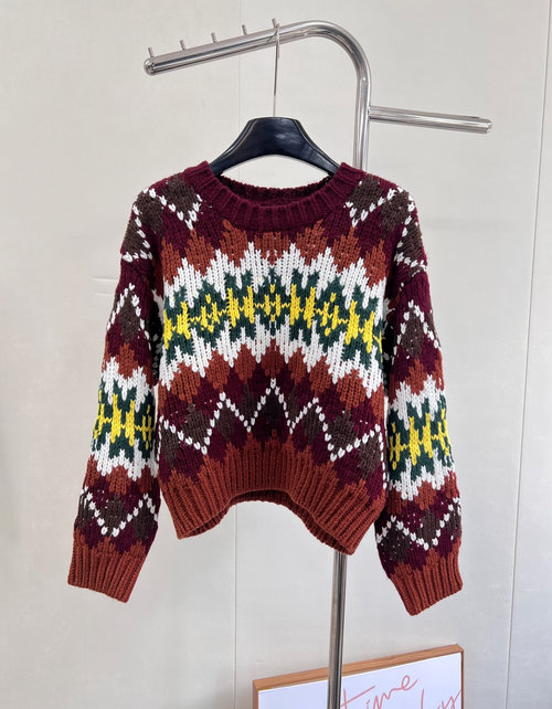 Celine Argyle Hooked Knit Sweater with a Loose H-shaped Silhouette