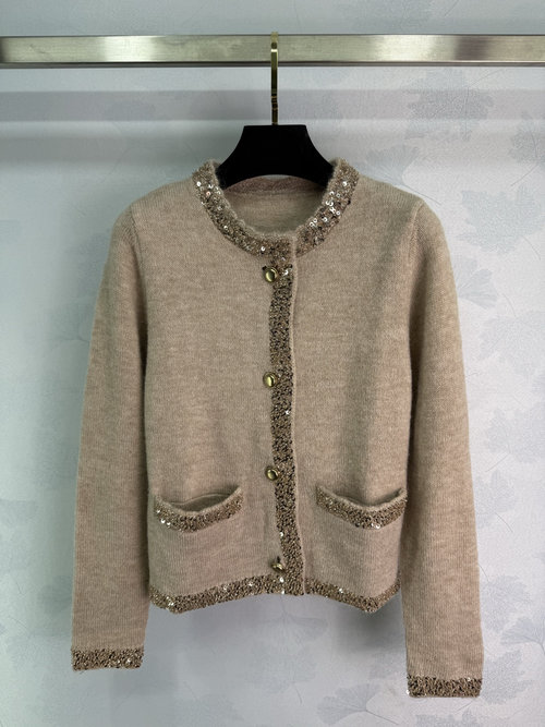 Celine Mohair Blend Cardigan with Sequins and Soft Texture