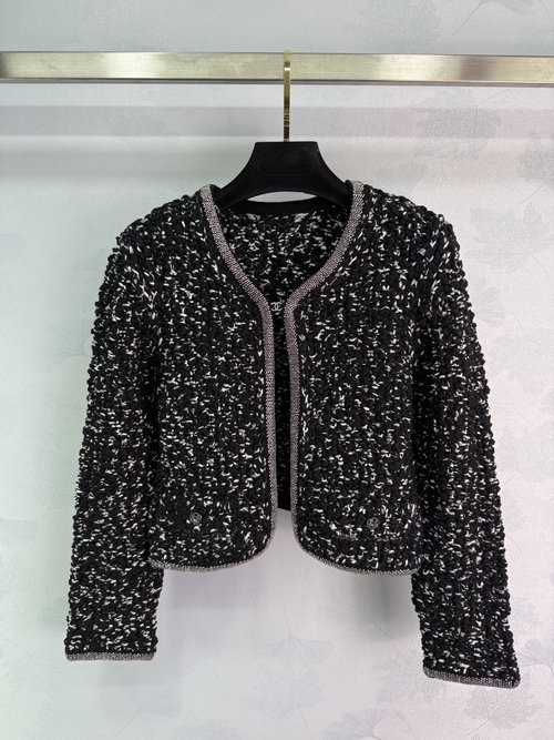 Chanel Water-Studded Knit Cardigan and Skirt Set with Vintage Style