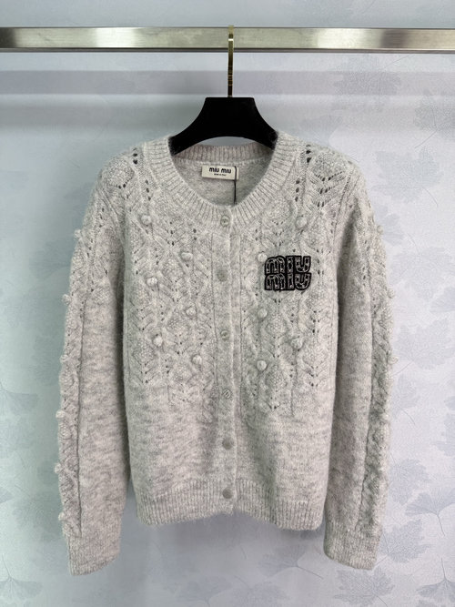 Miu Miu Luxurious Twisted-Pattern Knit Cardigan