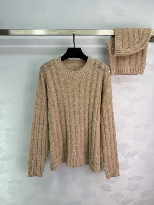 Brunello Cucinelli Sparkly Beaded Cashmere Sweater with a Detachable Hood