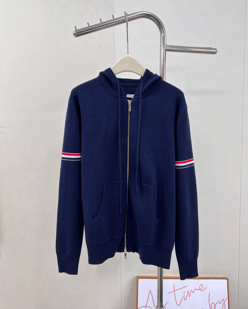 Thom Browne Double-Sleeve Hooded Knit Cardigan, All-Purpose Style