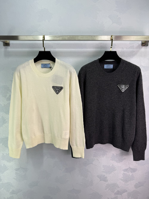 Prada Triangle Logo Premium Wool Blend Knit Long Sleeve