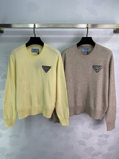 Prada Triangle Logo Premium Wool Blend Knit Long Sleeve