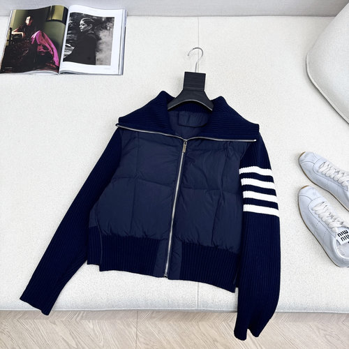 Thom Browne Wool - Spliced Short Down Jacket with High - Quality Down: Elegant and Versatile