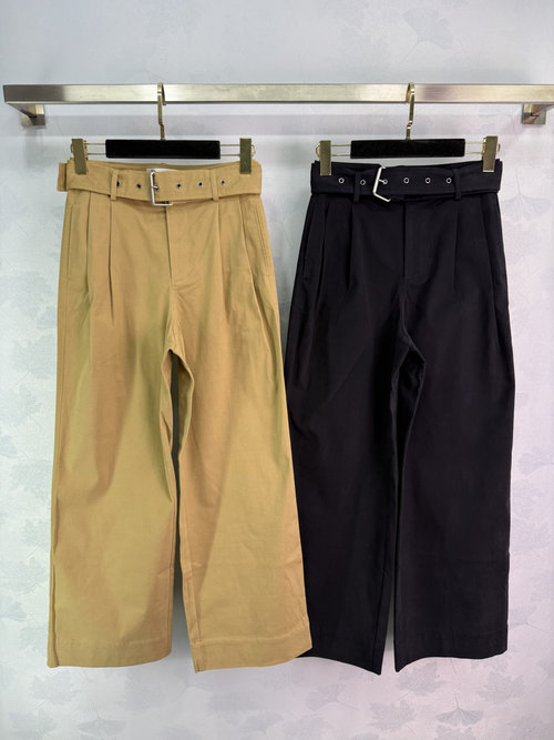 Dior Belted Wide-Leg Pants with Bee Embroidery