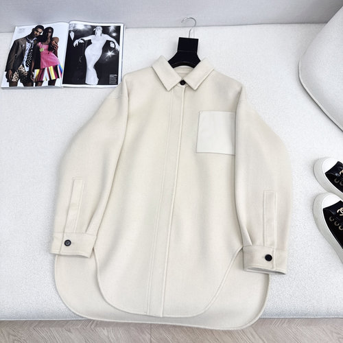 Loewe Handmade Woolen Coat with Lambskin Details and Elegant Design