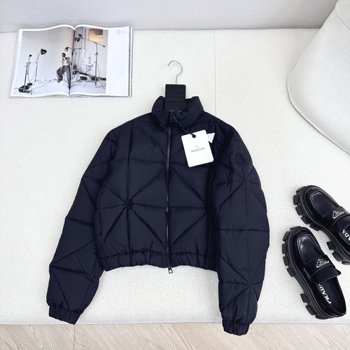 Moncler Diamond Quilted Stand-Collar Down Jacket, Minimalist Style