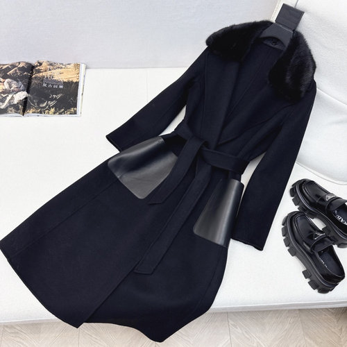 Fendi Exclusive Classic Mink Collar Handmade Coat with Removable Collar