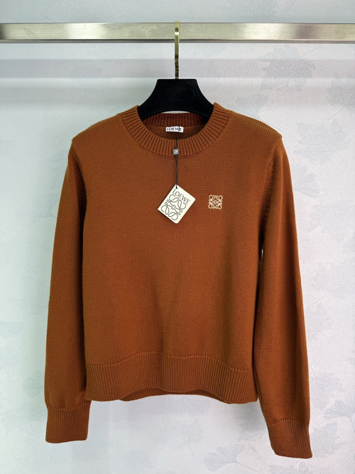 Loewe Round-Neck Knit Sweater with Signature Embroidered Logo