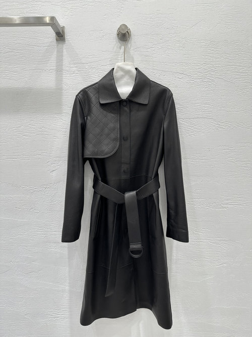 Hermes High-end Lambskin Trench Coat with Minimalist Design