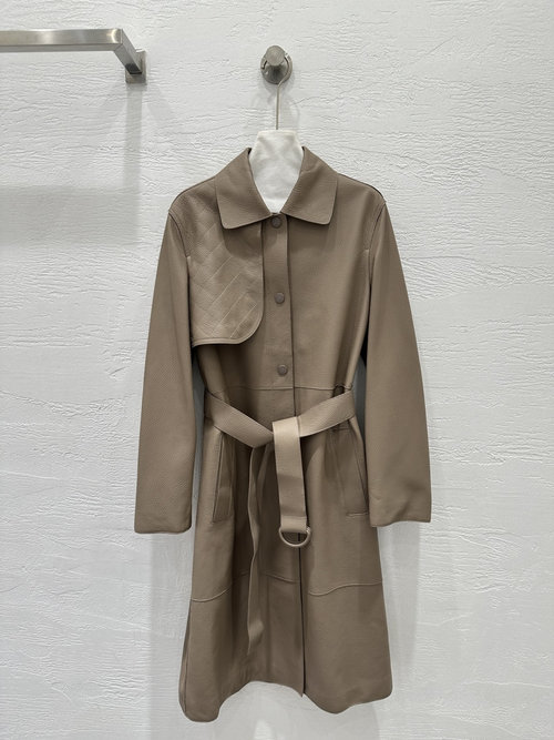 Hermes High-end Minimalist Lambskin Trench Coat