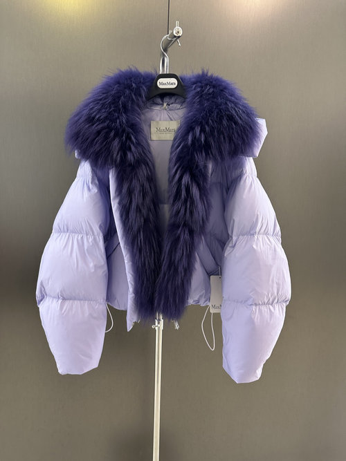 Max Mara New Goose Down Jacket with Detachable Raccoon Fur Collar