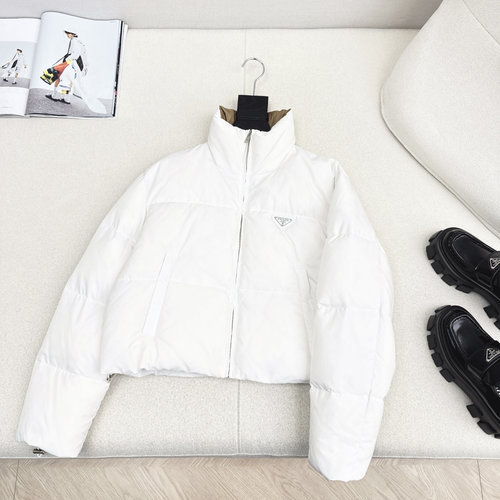 Prada Classic H-Style Down Jacket with Triangle Logo