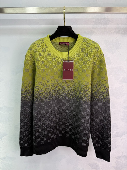 Gucci Gradient Knit Sweater with Double G Logo and Round Neck