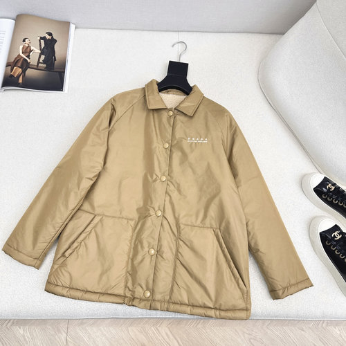 Prada Shirt-Style Collared Jacket with Logo