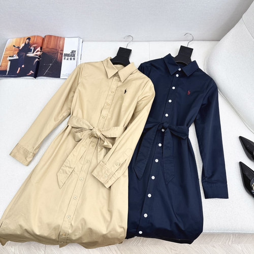 Polo Ralph Lauren H-shaped Pony Logo Embroidery Long Shirt Dress in Quality Fabric