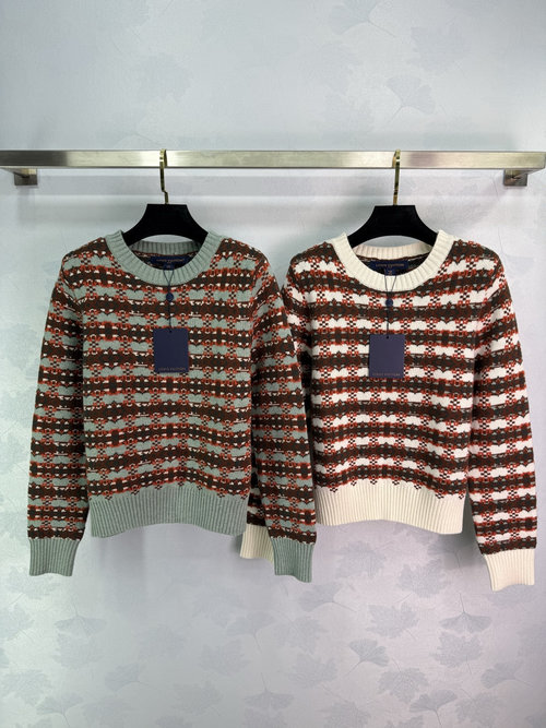 Louis Vuitton New Diamond Pattern Wool Sweater with Ribbed Trim