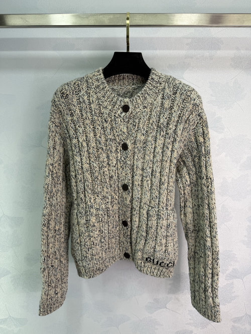 Gucci Vintage Twist Colorful Single-Breasted Wool Knit Cardigan