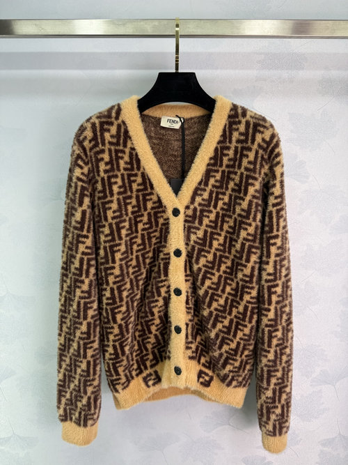 Fendi Double F Color - Blocked Knit Cardigan with Vintage Appeal