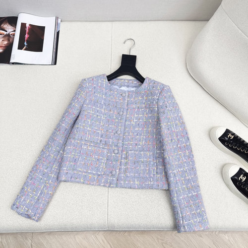 Chanel Short Tweed Blazer with High - End Knit Fabric
