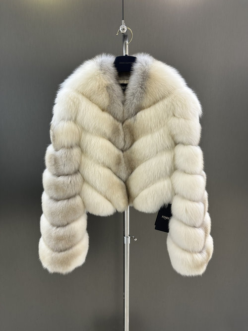 Fendi High-quality Imported 3-color Dyed Fox Fur Coat with Satin Lining