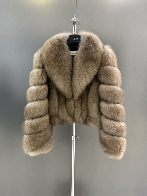 Dior High-Quality Finnish White Fox Fur Coat with Custom Satin Lining