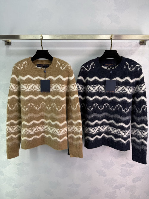 Louis Vuitton Fair Isle Jacquard Knit Sweater with Wave Pattern