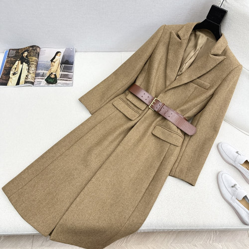 Polo Ralph Lauren Timeless Belted Herringbone Wool Long Coat