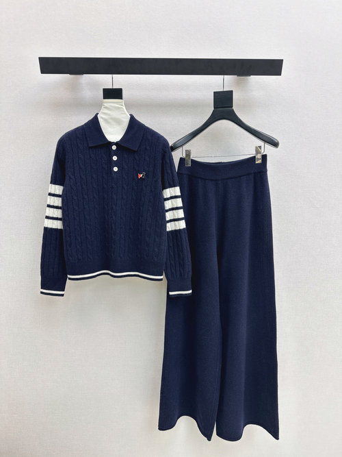 Thom Browne Elegant Knit Set: Turtleneck Sweater and Straight Pants